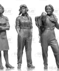 Three American cadet figures from 1:32 Stearman PT-17 Red Plastic Model Kit With American Cadets, Ultra Detailed Scale Aircraft For Builders