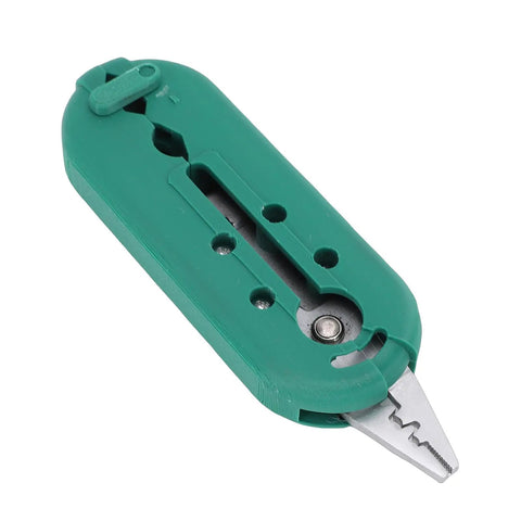 Mavaol Compact Wire Stripper Tool For Electrical Projects precise stripping tool with green plastic handle and metal blade.