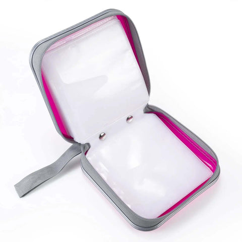 Inside view of Solid Portable CD Case With 48 Capacity Disc Holder For Your Car Ride Or Home Hangout Easy DVD Storage Organizer.