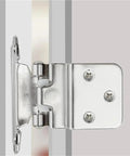 Three Eighths Inch Inset Cabinet Hinges Self Closing Flush Face Mount With Door Bumper attached to cabinet