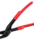 12 Inch Heavy Duty Strapping Cutter For Steel Pet Pp Bands With Chrome Vanadium Blade Cuts Thick Tape Like Butter Featuring A Safe Bionic Beak Lightweight Design And Non Slip Handle For Smooth No Sweat Job Site Work Every Single Day - side view with red handles