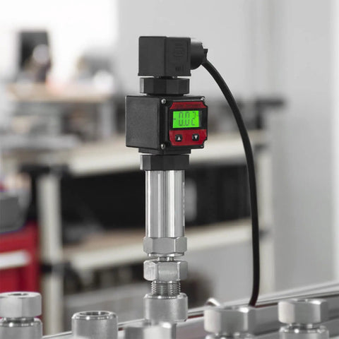 Pro Grade Digital 4-20mA Pressure Transmitter With LCD Display, 0-435 PSI Range, installed on industrial equipment
