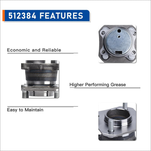 2 Pack Wheel Hub And Bearing Assembly 512384 For Nissan Sentra 2007 2012 2.0L L4 Rear With 4 Wheel ABS Easy Install Durable Steel