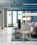 Electric Curtain Track System For Heavy Curtains With Apple HomeKit Alexa And Google Home Integration Auto Opener Kit With 4.1M Length Tracks And DIY Segments voice control in living room