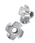 Four Pronged Tee Nuts M4 Zinc Plated Carbon Steel For Woodworking And Furniture, Anti Rotation T Nuts With Self Locking Prongs