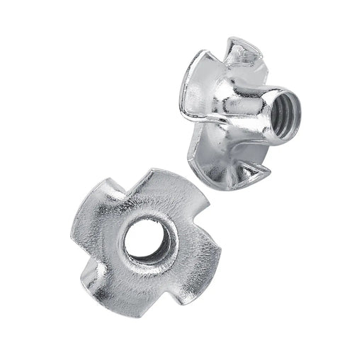 Heavy Duty T Nuts For Woodworking And Furniture Making, Zinc Plated Carbon Steel Threaded Sockets That Sit Tight In Wood And Chipboard