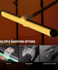 Handheld TL60 RGB Tube Light 20W Full Color LED Video Wand With App shown in multiple mounting options; clip, wire, stand.