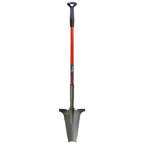 Beast Of A Compact Steel Garden Spade With Serrated Blade And Inverted V Tip For Root Removal, Red Portable Digging Shovel