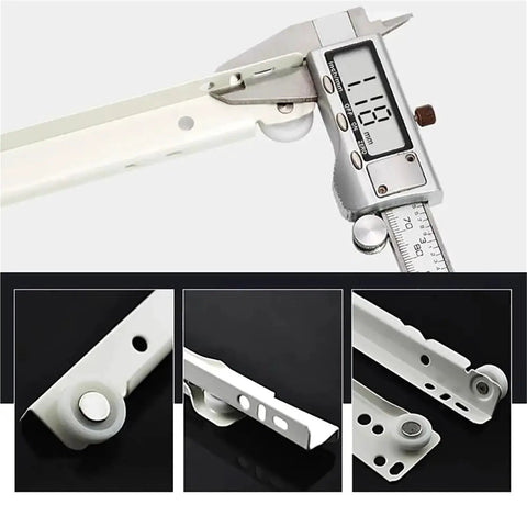 Two Section Drawer Slides Pair for Keyboard Trays and Small Cabinets with caliper measuring 11.9mm, white metal, no squeak glide