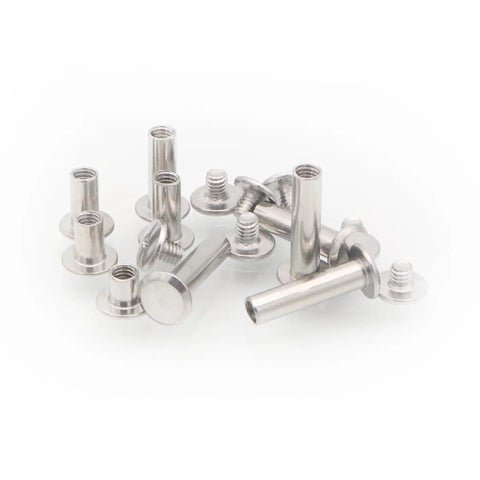 Top Tier 120 Piece Chicago Screw Binding Post Assortment Kit Featuring 304 Stainless Steel Leather Hardware Fasteners for Belt Repair and Custom Gear, assorted fasteners in silver.