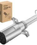 Heavy Duty 7 Pin Round Trailer Connector Assembly For Pickup Trucks Replaces Fried Wiring Harness with silver metal finish.