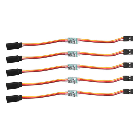 Five Pack RC Servo Reverser 3.6V To 24V 5A with connectors and wires, universal use for RC steering gear, durable for harsh environments