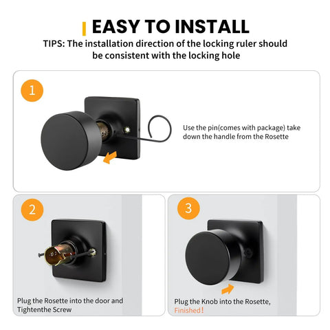 Matte Black Dummy Door Knobs 3 Pack Non Turning Pull Handles For Closet Pantry And French Doors No Function Door Pulls Built To Last Metal Hardware Durable, installation steps