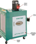 Heavy Duty Pro Rig 1.5 Horsepower Metal Dust Collector Pumping Solid 650 Cfm Airflow With Triple Stage Micro Filtration, featuring dual inlets.