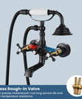 Wall Mount Bathtub Faucet With Telephone Handheld Sprayer, Dual Hot And Cold Mixer, Oil Rubbed Bronze, Cross Handles