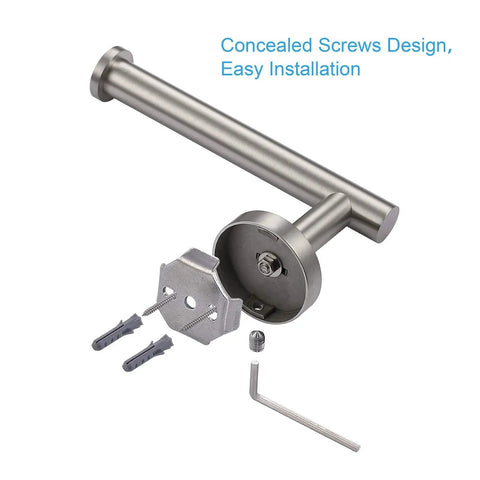 Brushed Nickel Toilet Paper Holder Wall Mount In SUS304 Stainless Steel, Rustproof Modern Round Tissue Roll Dispenser, Fits 5 Inch Mega Rolls