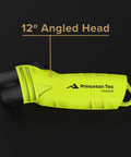 Neon Yellow LED Flashlight With Focused Narrow Beam And 420 Lumens Maxbright LED, Waterproof IPX8 Up To 100 Meters, side view