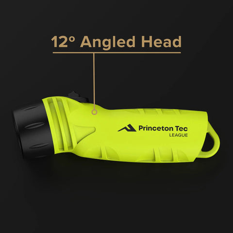 Neon Yellow LED Flashlight With Focused Narrow Beam And 420 Lumens Maxbright LED, Waterproof IPX8 Up To 100 Meters, side view