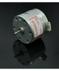 12V Micro DC Motor EG-530AD-2F CW For Cassette Deck Capstan Spindle Replacement, side view showing label and shaft