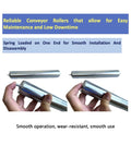 Top Shelf Stainless Steel Conveyor Roller Idler For Fence Mower And Diy Builds Solid 950x990x38mm Belt Rollers shown in hands, spring loaded for easy use.