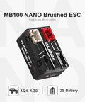 MB100 Nano Brushed ESC 15A For SCX24 SCX30 RC Crawlers, 1/24 1/30 1/32 Scale, IP67 Waterproof, Linear Throttle With Drag Brake Adjustable Via AUX, No App Support, Not For 370 Motors on compact black 2S crawler controller
