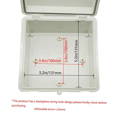 IP65 Waterproof ABS Junction Box With Hinged Lid Built Tough For Outdoor Electrical Projects, Dustproof Enclosure, 2 Cable Glands, 5.9x5.9x3.5 Inch, 150x150x90 Millimeters, Gray, open front