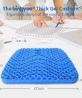 Ultra Comfy Gel Seat Cushion 1.8 Inch Thick for All Day Seating Orthopedic Pressure Relief Pad displayed with measurements
