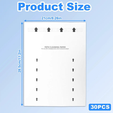 30 Pack Printer Cleaning Sheets 11.2 X 8.26 In Universal Inkjet And Toner Printer Cleaning Kit sheet dimensions shown