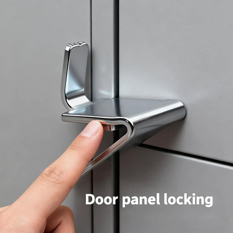 Real Deal Heavy Duty Shelf Clips Secure Standard Lockers And Metal Cabinets Forged From Tough Cold Rolled Steel Deliver Zero Flex Support Keep Units Dead Flat Legit Badass Gear For Shop And Retail Displays, showing a finger engaging the locking mechanism.