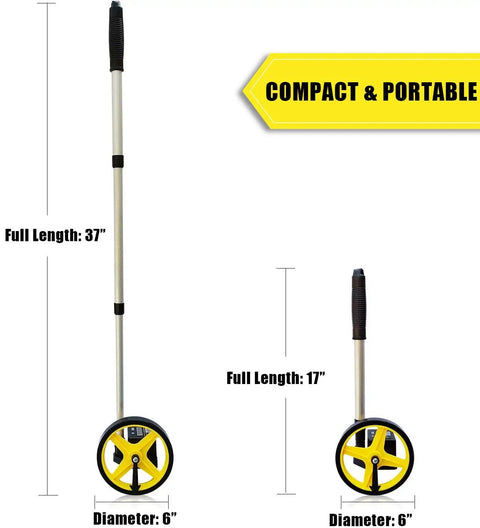 Measuring Wheel 6 Inch Distance Meter For DIY And Pro Builders Rugged Telescoping Handle Mechanical One Button Reset Portable