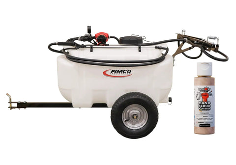25 Gallon Trailer Sprayer With 2.4 GPM Pump And 3 Nozzle Boom Delivers High Pressure Lawn And Garden Coverage next to hand scrub bottle