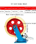 Rock Solid Heavy Duty 8 And 12 Inch Nylon Swivel Casters With Secure Wheel Locks Iron Core Build Quiet Rolling Setup For Industrial Machines And Medical Carts, 12 inch brake wheel with blue casing.