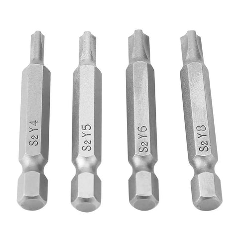 Kickstart Your DIY Game With This 4PCS Y-Type Screwdriver Bit Set, Featuring Heavy-Duty Chrome Alloy Steel That Never Strips And Fits Standard 1/4 Inch Cordless Drills For Secure Security Fastening Jobs. 4 Y-type bits S2 Y4 Y5 Y6 Y8