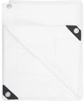 Heavy Duty 14 By 14 Foot Tarp Waterproof White With Superior Weave For Longevity Rugged Multi Use All Weather 8 Mil Protection For Outdoors Garage Construction Camping And Storage 1 Pack Model TRW 1414, folded with reinforced corners and grommets