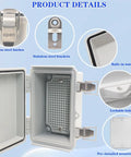 Ip67 Waterproof Electrical Junction Box In Grey Abs Plastic Includes Mounting Plate And Four Stainless Steel Wall Brackets For Outdoor Routers Switches Diy Projects And Built Tough For Any Weekend Warrior Setup with stainless steel latches and a built-in water seal.
