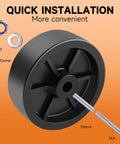 Front view of XIANGZI 6-inch trailer jack wheel replacement with bolt, washer, sleeve and nut
