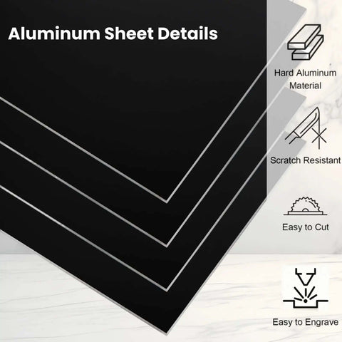 4 Pack 12 By 12 Inch Anodized Aluminum Sheets Black 0.03 Inch Thick 5052 Aluminum Alloy Engraving Plates details and features
