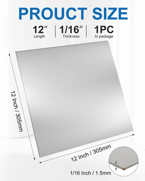 Stainless Steel Sheet 12 Inch Square One Sixteenth Inch Thick 304 Stainless Steel Brushed Silver Plate for DIY Projects Auto Repair Kitchen Laser Cut Ready Easy Bend Corrosion Resistant Rocaris.
