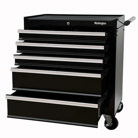 Beefy 26 Inch 5 Drawer Rolling Tool Chest Cabinet With Ball Bearing Slides Steel Tool Storage Box Organizer In Black