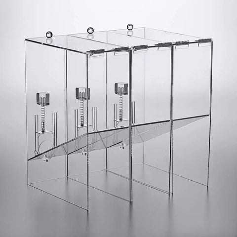 Kick Up Your Snack Station Game With This 9 Lb Acrylic Dry Food Dispenser 3 Pack Clear Bulk Bin Countertop Organizer showing transparent bins.