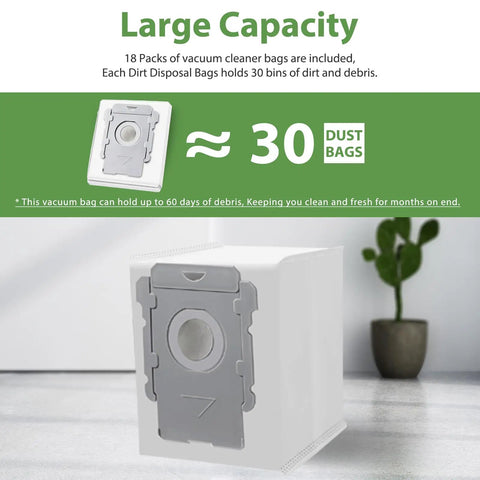 Image of 20 Pack Vacuum Bags For Roomba I Series And J Series And S9 Plus With All Clean Base Automatic Dirt Disposal on table