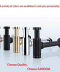 Contemporary Round Bottle P Trap Kit For Basin Sink One And A Quarter Inch Matte Black Brass Finish Durable Waste Drain