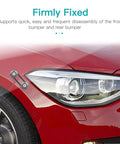 Universal Car Bumper Quick Release Kit With Titanium Four Release Tabs And Twelve O Ring Fasteners on red car bumper