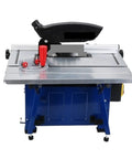 Smooth Operator Electric Table Saw With Extended Telescopic Work Surface And Vacuum Ready Dust Cup for precision cutting in workshop.