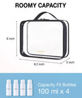 Clear TSA Approved Travel Toiletry Bags Set Of Two With Water Resistant Design shown with 8.2 x 2 x 6 inch dimensions