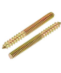 Heavy Duty Hanger Bolts Set Double Headed Yellow Zinc Plated M4 M5 M6 M8 M10 Dowels Self Tapping Screws For Wood Furniture Cabinets Shelves And DIY Projects 2 Pack M10x80mm