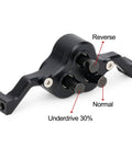 Black 70mm Width Transfer Case With Reverse Shaft CNC Aluminum Gearbox For One Tenth RC Crawler SCX10 MOA in side view