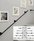 Heavy Duty Modern Black Wall Mount Stair Handrail Kit Built Tough With Anti Rust Wrought Iron for smooth grip on stairs.