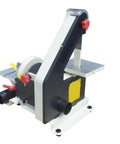 Mini Electric Belt And Disc Sander For Desktop Use Lightweight Portable Grinding Machine For Diy Woodworking Projects visible side view.