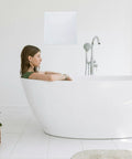 Heavy Duty 6 By 8 Inch Drywall Access Panel With Secure Hinged Cover For Walls And Ceilings shown above a bathtub.